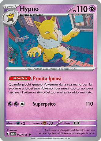 Hypno 097/165 - ITA - Near Mint - Scarlatto e Violetto - 151 - Carta Pokemon