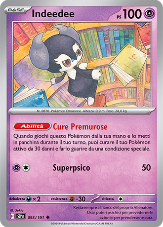Indeedee 093/191 Reverse Holo - ITA - Near Mint - Scarlatto e Violetto - Scintille Folgoranti - Carta Pokemon
