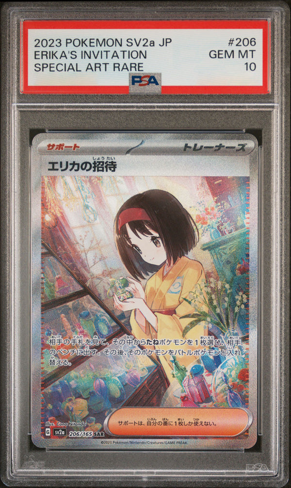Invito di Erika 206/165 Alternative Art - JAP - Mint - Gradata PSA 10 - Scarlatto e Violetto - 151 - sv2a - Carta Pokemon