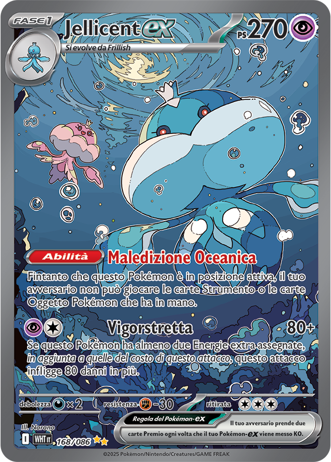 Jellicent-ex WHT 168/086 Alternative Art - ITA - Near Mint - Scarlatto e Violetto - Fuoco Bianco - Carta Pokemon