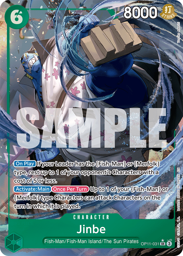Jinbe OP11-031 V2 - Character Verde Alternate Art - Near Mint - A Fist of Divine Speed - Carta One Piece Card Game