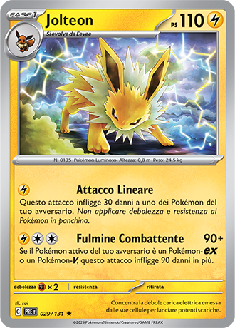 Jolteon 029/131 Reverse Holo - ITA - Near Mint - Scarlatto e Violetto - Evoluzioni Prismatiche - Carta Pokemon