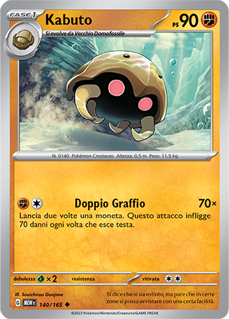 Kabuto 140/165 - ITA - Near Mint - Scarlatto e Violetto - 151 - Carta Pokemon