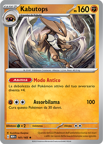 Kabutops 141/165 Holo - ITA - Near Mint - Scarlatto e Violetto - 151 - Carta Pokemon