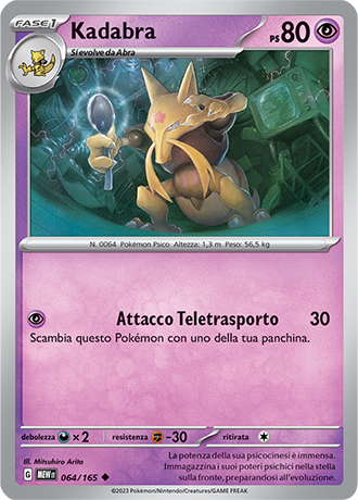 Kadabra 064/165 Holo Promo Collezione Alakazam EX 151 - ITA - Mint - Scarlatto e Violetto - 151 - Carta Pokemon