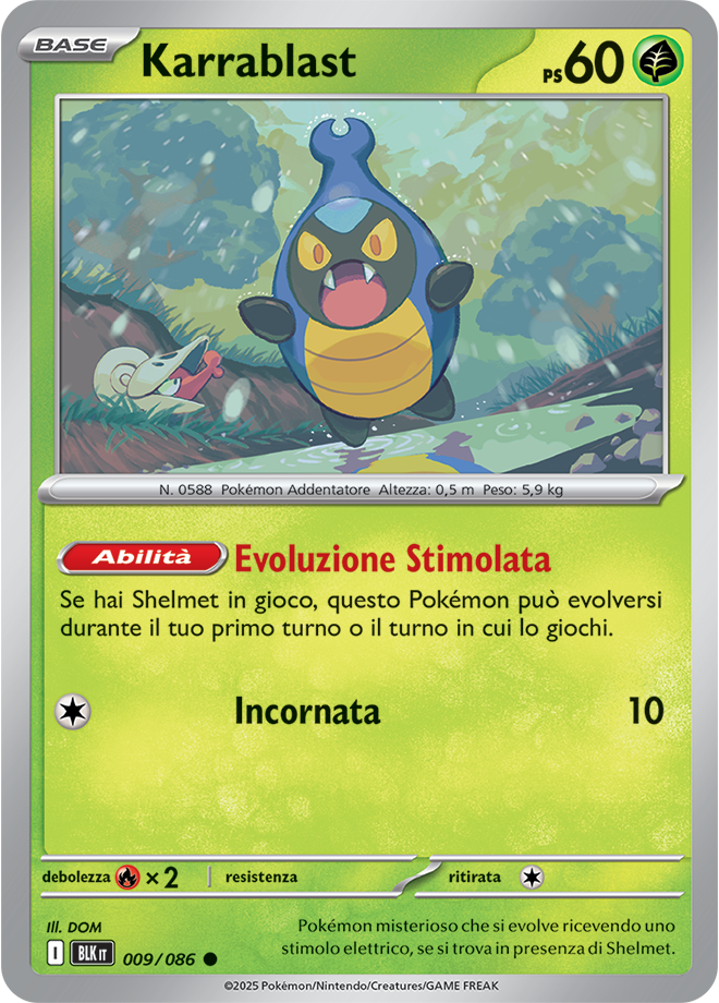 030Karrablast BLK 009/086 - ITA - Near Mint - Scarlatto e Violetto - Luce Nera - Carta Pokemon
