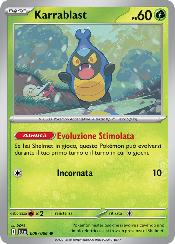 032Karrablast BLK 009/086 Reverse Holo Poke Ball - ITA - Near Mint - Scarlatto e Violetto - Luce Nera - Carta Pokemon