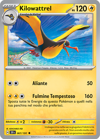 Kilowattrel 067/191 Reverse Holo - ITA - Near Mint - Scarlatto e Violetto - Scintille Folgoranti - Carta Pokemon