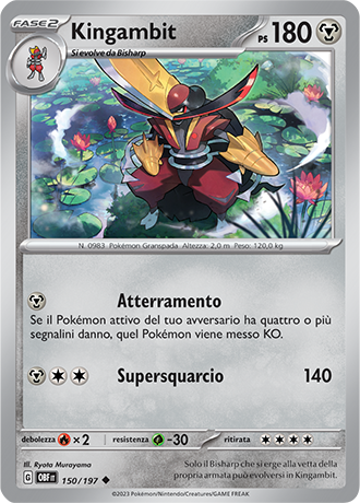 Kingambit 150/197 Reverse Holo - ITA - Near Mint - Scarlatto e Violetto - Ossidiana Infuocata - Carta Pokemon