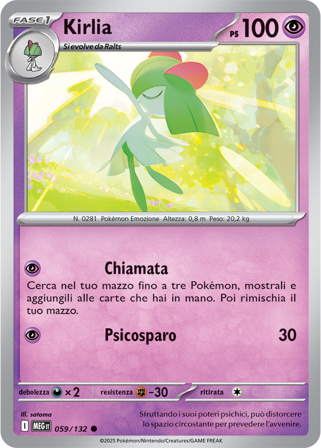Kirlia MEG 059/132 Reverse Holo - ITA - Near Mint - Megaevoluzione - Carta Pokemon