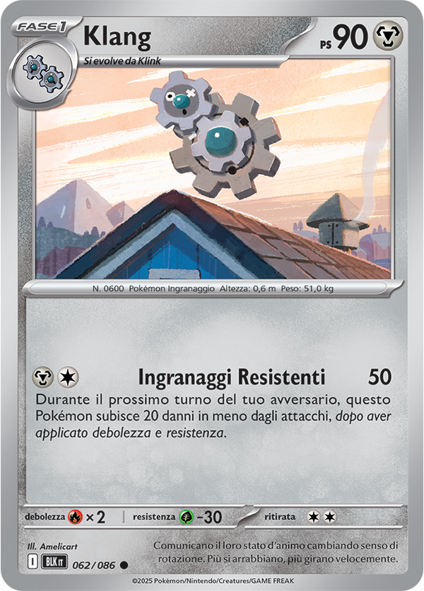231Klang BLK 062/086 Reverse Holo - ITA - Near Mint - Scarlatto e Violetto - Luce Nera - Carta Pokemon