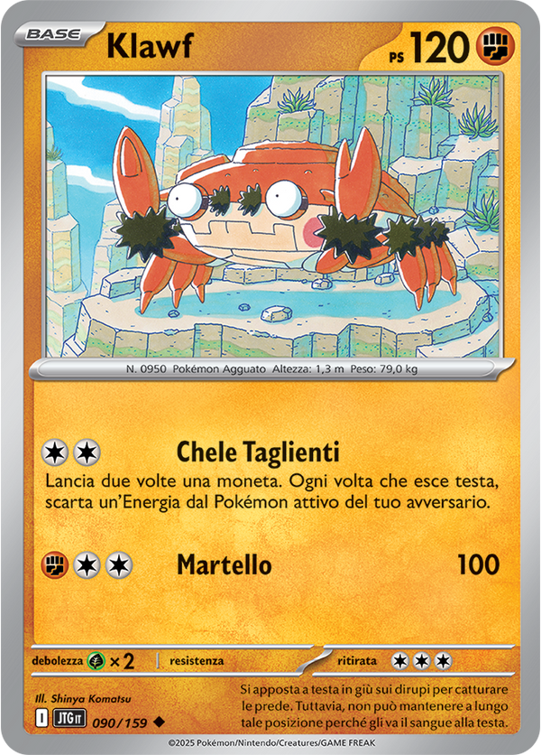 Klawf JTG 090/159 Reverse Holo - ITA - Near Mint - Scarlatto e Violetto - Avventure Insieme - Carta Pokemon
