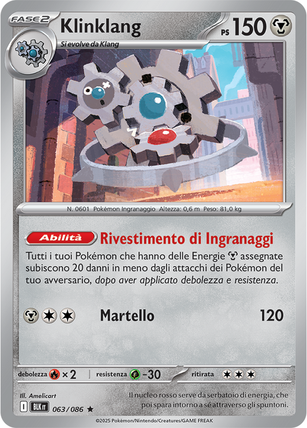 234Klinklang BLK 063/086 Holo - ITA - Near Mint - Scarlatto e Violetto - Luce Nera - Carta Pokemon