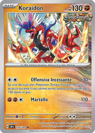 Koraidon 116/191 Reverse Holo - ITA - Near Mint - Scarlatto e Violetto - Scintille Folgoranti - Carta Pokemon