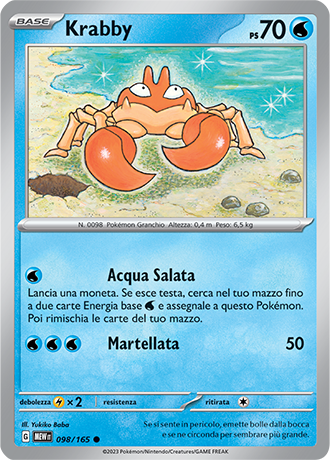 Krabby 098/165 - ITA - Near Mint - Scarlatto e Violetto - 151 - Carta Pokemon