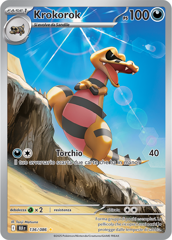 368Krokorok BLK 136/086 - ITA - Near Mint - Scarlatto e Violetto - Luce Nera - Carta Pokemon