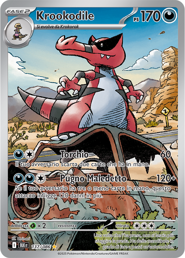 369Krookodile BLK 137/086 - ITA - Near Mint - Scarlatto e Violetto - Luce Nera - Carta Pokemon