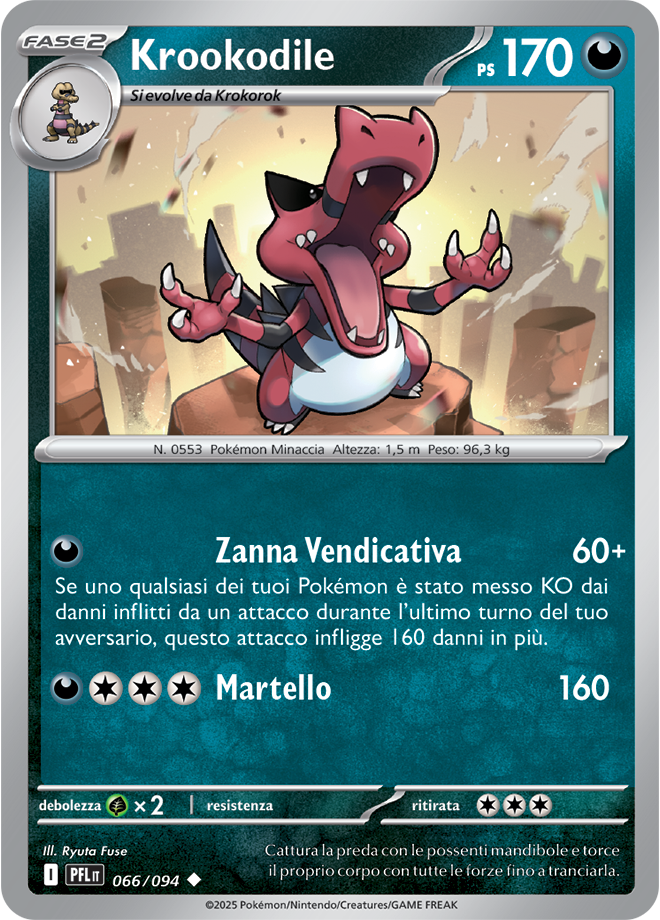 Krookodile PFL 066/094 - ITA - Near Mint - Megaevoluzione - Fiamme Spettrali - Carta Pokemon