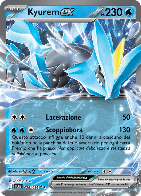 106Kyurem-ex BLK 028/086 - ITA - Near Mint - Scarlatto e Violetto - Luce Nera - Carta Pokemon