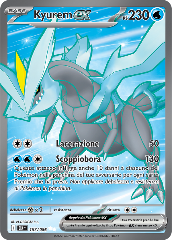 389Kyurem-ex BLK 157/086 Full Art - ITA - Near Mint - Scarlatto e Violetto - Luce Nera - Carta Pokemon