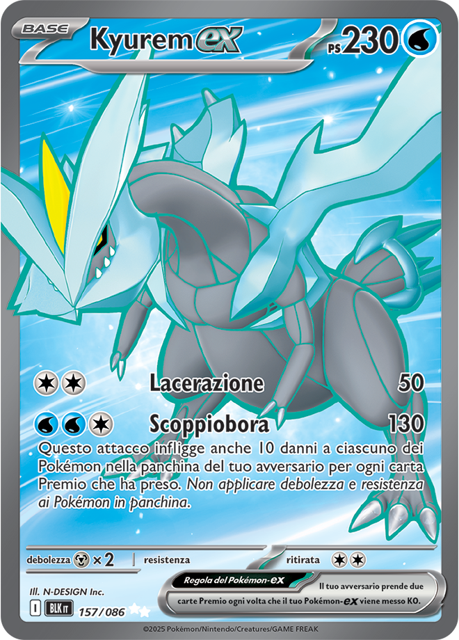 389Kyurem-ex BLK 157/086 Full Art - ITA - Near Mint - Scarlatto e Violetto - Luce Nera - Carta Pokemon