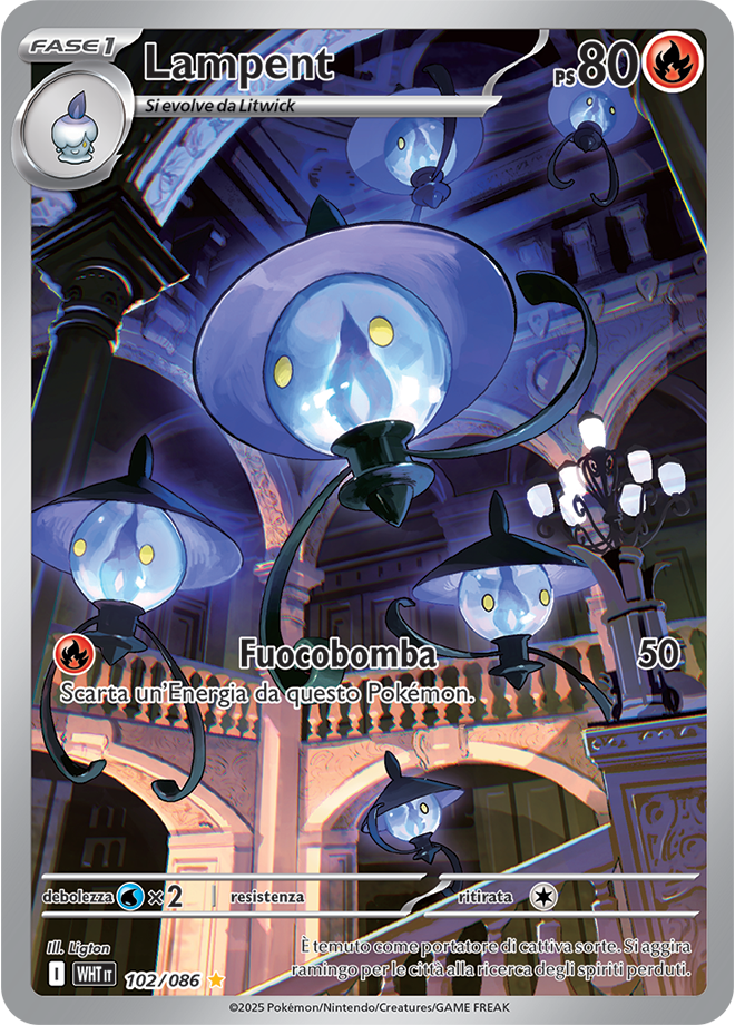 Lampent WHT 102/086 - ITA - Near Mint - Scarlatto e Violetto - Fuoco Bianco - Carta Pokemon