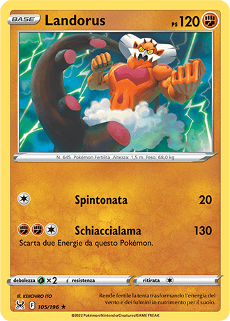 Landorus 105/196 Reverse Holo - ITA - Near Mint - Spada e Scudo - Origine Perduta - Carta Pokemon