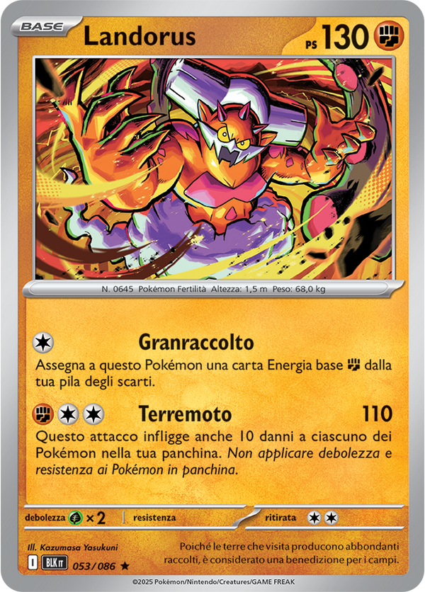 194Landorus BLK 053/086 Holo - ITA - Near Mint - Scarlatto e Violetto - Luce Nera - Carta Pokemon