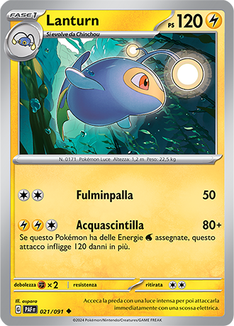 Lanturn 021/091 Reverse Holo - ITA - Near Mint - Scarlatto e Violetto - Destino di Paldea - Carta Pokemon