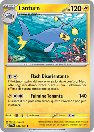 Lanturn 049/142 Reverse Holo - ITA - Near Mint - Scarlatto e Violetto - Corona Astrale - Carta Pokemon