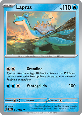 Lapras 045/197 Reverse Holo - ITA - Near Mint - Scarlatto e Violetto - Ossidiana Infuocata - Carta Pokemon