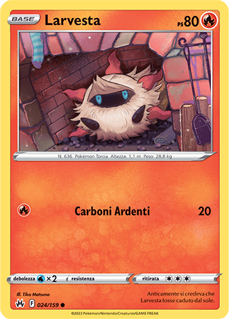 Larvesta 024/159 Reverse Holo - ITA - Near Mint - Spada e Scudo - Zenit Regale - Carta Pokemon