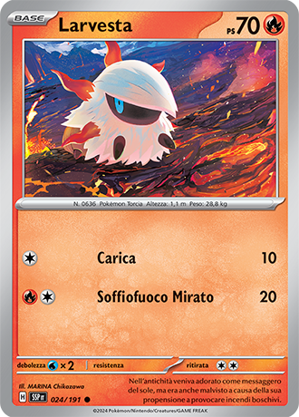 Larvesta 024/191 Reverse Holo - ITA - Near Mint - Scarlatto e Violetto - Scintille Folgoranti - Carta Pokemon