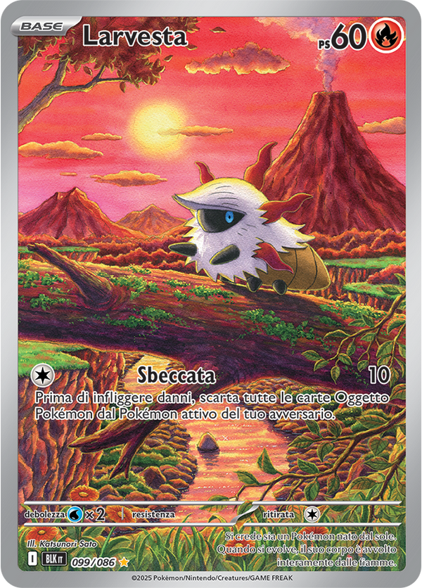 331Larvesta BLK 099/086 - ITA - Near Mint - Scarlatto e Violetto - Luce Nera - Carta Pokemon
