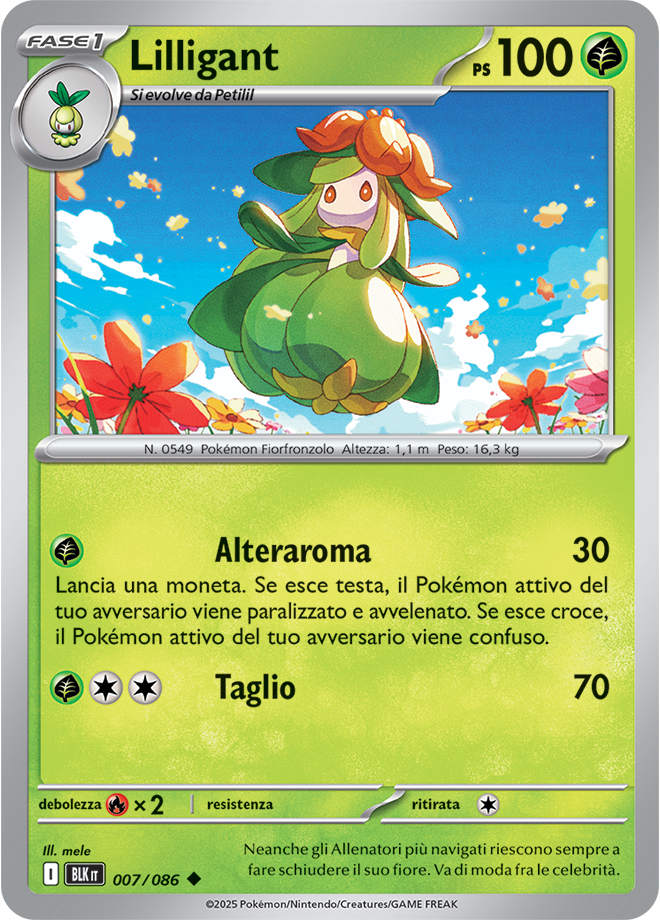 023Lilligant BLK 007/086 Reverse Holo - ITA - Near Mint - Scarlatto e Violetto - Luce Nera - Carta Pokemon