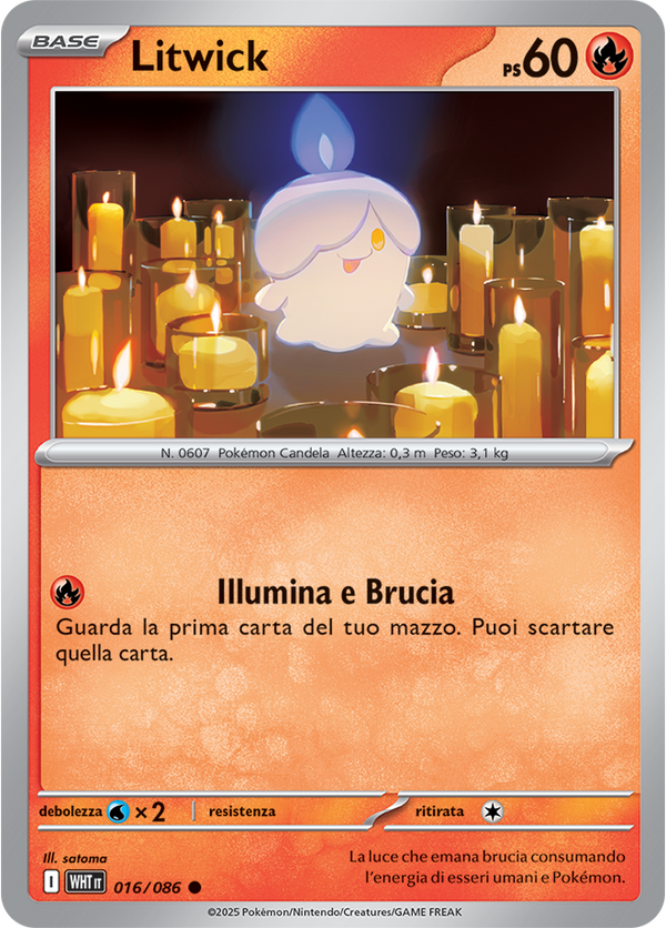 Litwick WHT 016/086 Reverse Holo Master Ball - ITA - Near Mint - Scarlatto e Violetto - Fuoco Bianco - Carta Pokemon
