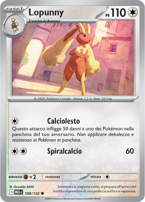 Lopunny MEG 108/132 - ITA - Near Mint - Megaevoluzione - Carta Pokemon