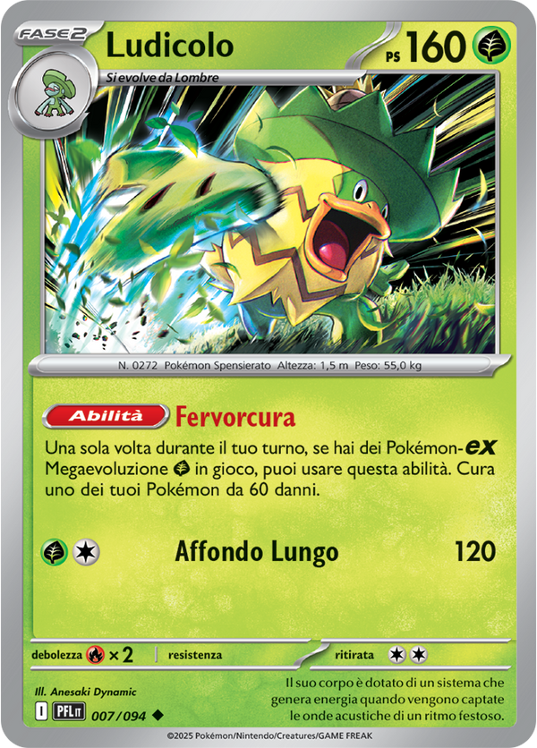 Ludicolo PFL 007/094 - ITA - Near Mint - Megaevoluzione - Fiamme Spettrali - Carta Pokemon