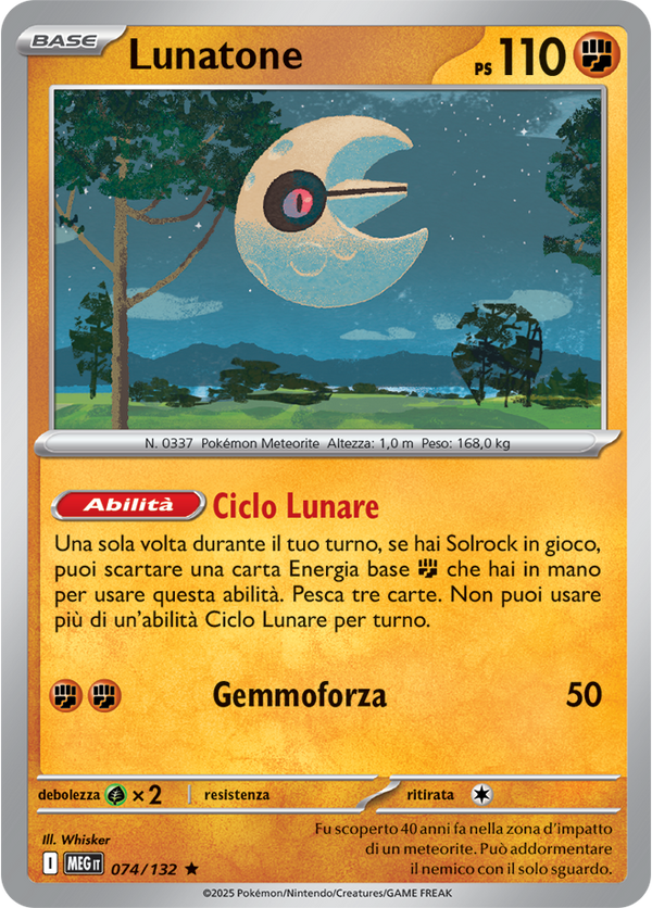 Lunatone MEG 074/132 Reverse Holo - ITA - Near Mint - Megaevoluzione - Carta Pokemon