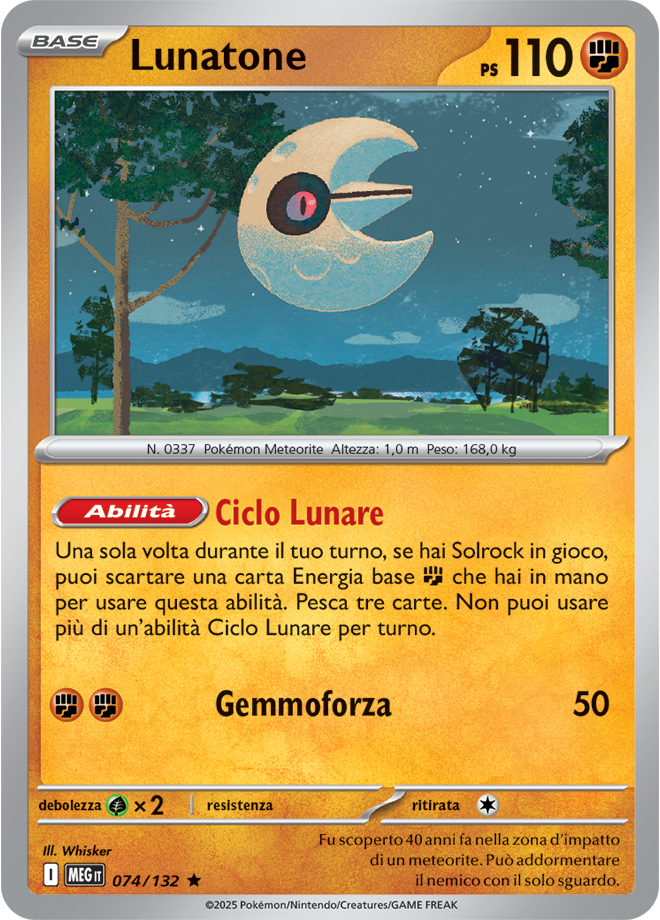 Lunatone MEG 074/132 Reverse Holo - ITA - Near Mint - Megaevoluzione - Carta Pokemon