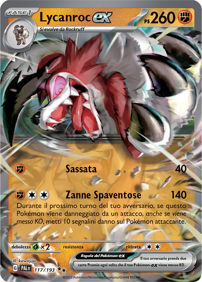 Lycanroc ex 117/193 - ITA - Near Mint - Scarlatto e Violetto - Evoluzioni a Paldea - Carta Pokemon