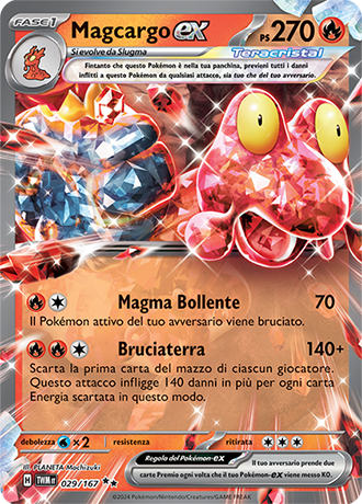 Magcargo-ex 029/167 Rara Doppia - ITA - Near Mint - Scarlatto e Violetto - Crepuscolo Mascherato - Carta Pokemon