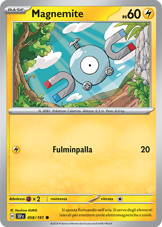 Magnemite 058/191 Reverse Holo - ITA - Near Mint - Scarlatto e Violetto - Scintille Folgoranti - Carta Pokemon