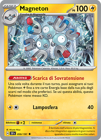 Magneton 059/191 Reverse Holo - ITA - Near Mint - Scarlatto e Violetto - Scintille Folgoranti - Carta Pokemon