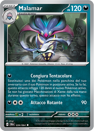 Malamar 034/064 Reverse Holo Non Comune - ITA - Near Mint - Scarlatto e Violetto - Segreto Fiabesco - Carta Pokemon