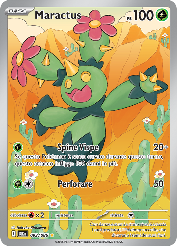 325Maractus BLK 093/086 - ITA - Near Mint - Scarlatto e Violetto - Luce Nera - Carta Pokemon