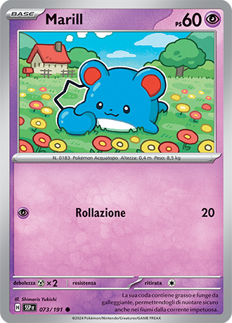 Marill 073/191 Reverse Holo - ITA - Near Mint - Scarlatto e Violetto - Scintille Folgoranti - Carta Pokemon