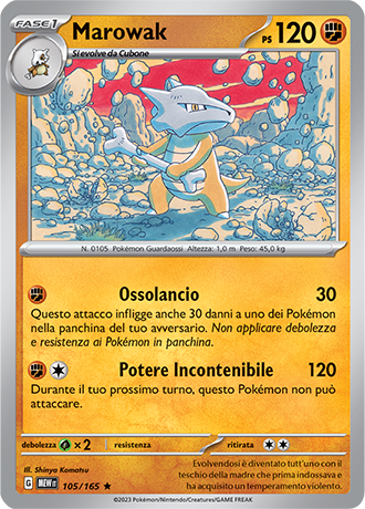 Marowak 105/165 Reverse Holo - ITA - Mint - Scarlatto e Violetto - 151 - Carta Pokemon