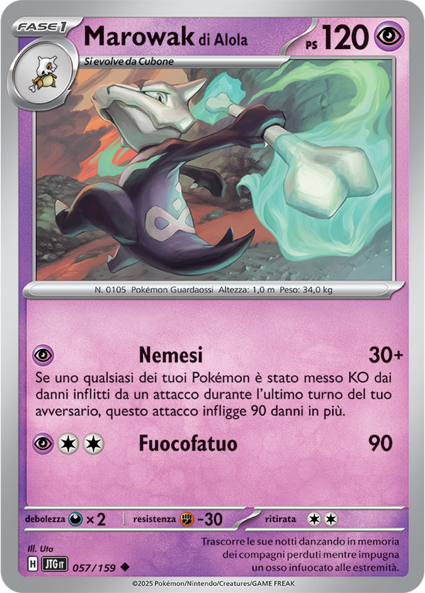Marowak di Alola 057/159 Reverse Holo - ITA - Near Mint - Scarlatto e Violetto - Avventure Insieme - Carta Pokemon