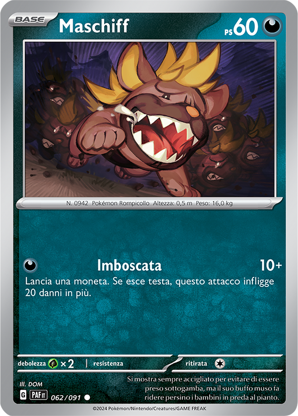 Maschiff 062/091 - ITA - Near Mint - Scarlatto e Violetto - Destino di Paldea - Carta Pokemon